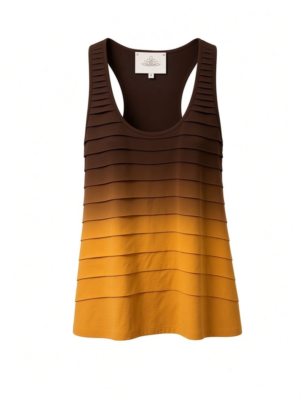Madison Marcus $310 Brown Tiered Pleated Sleeveless Top NWT Medium